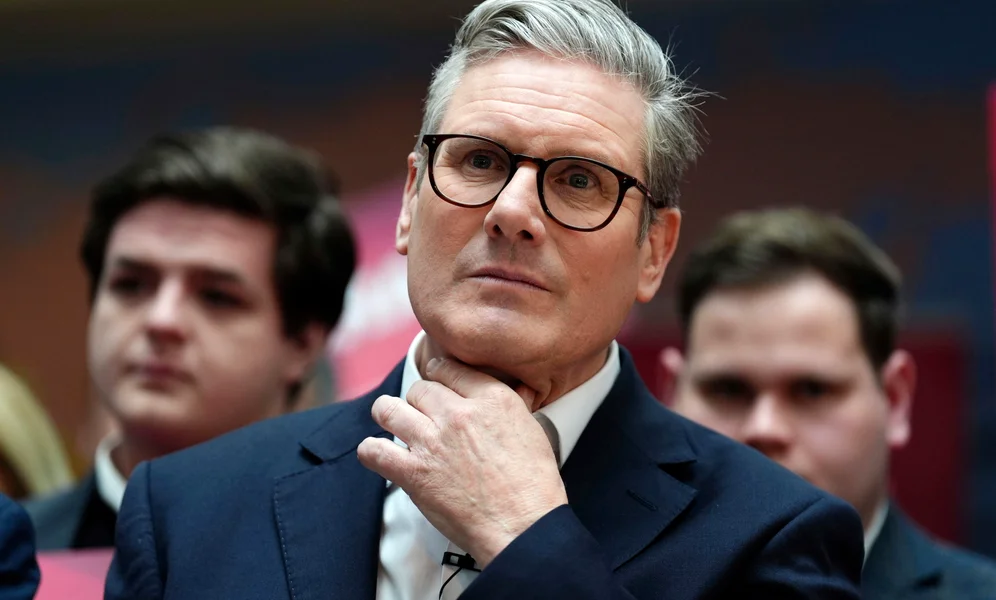 Britain's Labour leader Keir Starmer attends the launch of Scottish Labour's General Election campaign at City Facilities in Glasgow, Scotland, Friday May 24, 2024. (Andrew Milligan/PA via AP)