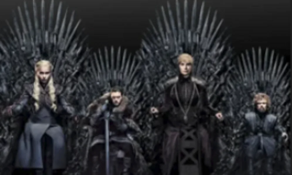 Coverbilde fra Game of Thrones. Daenerys Targaryen, Jon Snow, Cersei Lannister og Tyrion Lannister.